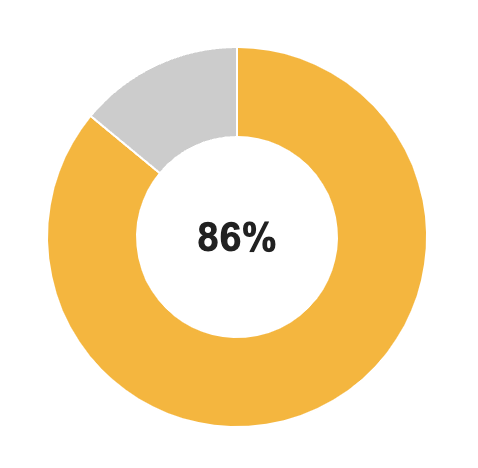 Pie chart showing 86%