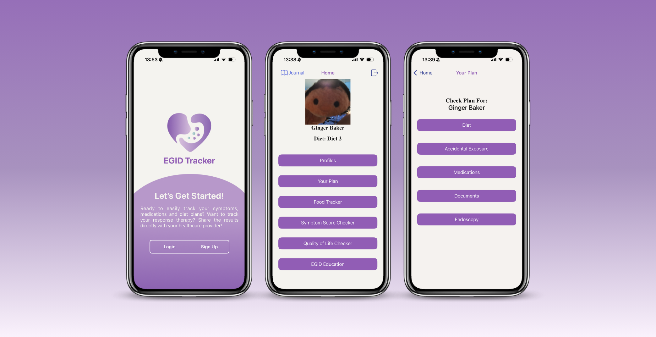 EGID Tracker app screenshots