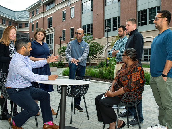 students chatting