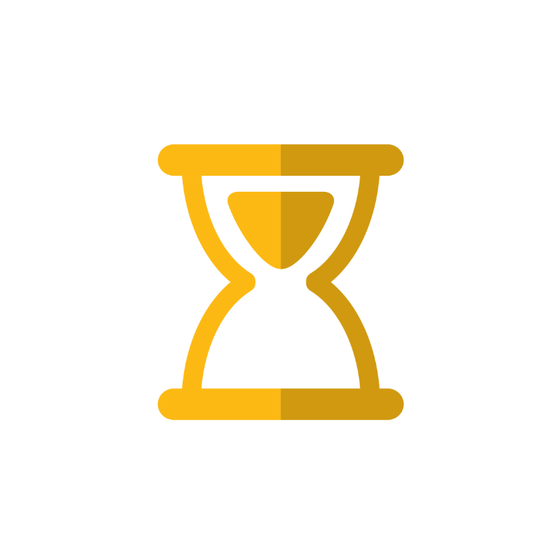 A gold hourglass icon, symbolizing the passage of time or urgency.